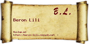 Beron Lili névjegykártya